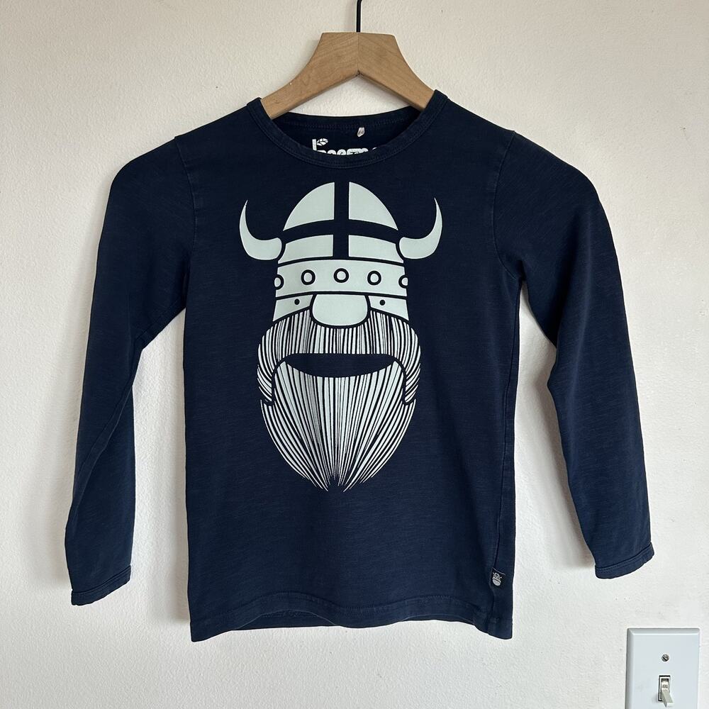 Danefae Viking Graphic Crew Neck Organic Cotton Long Sleeve T Shirt Sz 6 Danish